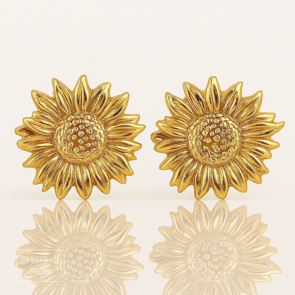 Brinco de Girassol Liso Dourado